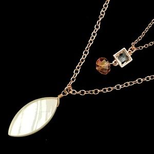 Gold tone & Opal Long Necklace​​